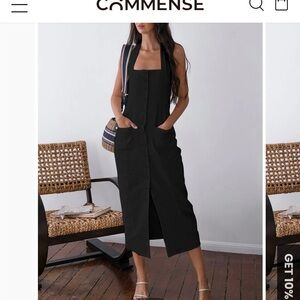 NEW NEVER WORN - black halter dress size Large